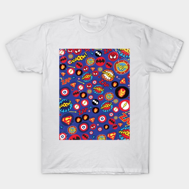 Superheroes Logo pattern T-Shirt by nickemporium1